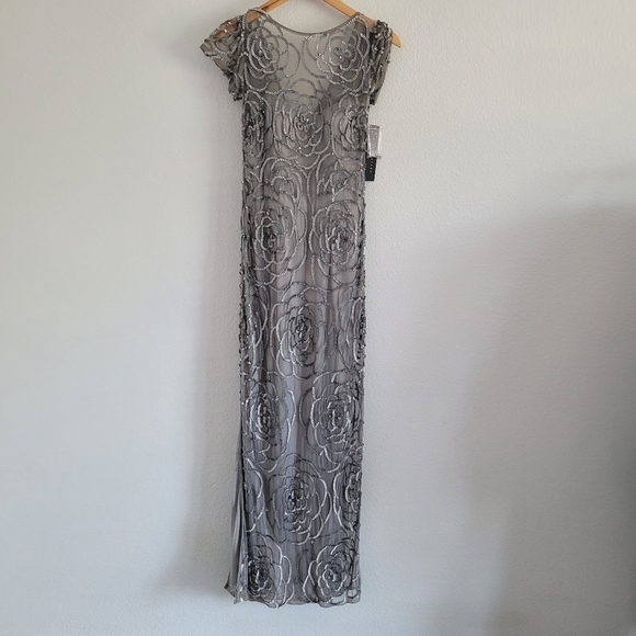 Aidan Mattox silver sequin formal ball gown dress - Picture 2 of 13